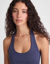 The '90s Halter Top in Compact Cotton PETROL NAVY