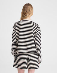 Tie-Waist Top in Terry BLACK IVORY