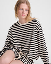 Tie-Waist Top in Terry BLACK IVORY