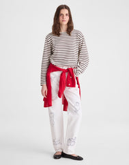 Striped Boatneck Long-Sleeve Tee CHOC PLUM