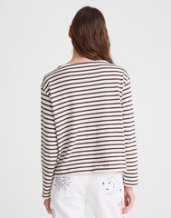 Striped Boatneck Long-Sleeve Tee CHOC PLUM