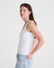 The '90s Scoopneck Tank in Compact Cotton WHITE