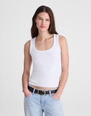 The '90s Scoopneck Tank in Compact Cotton WHITE
