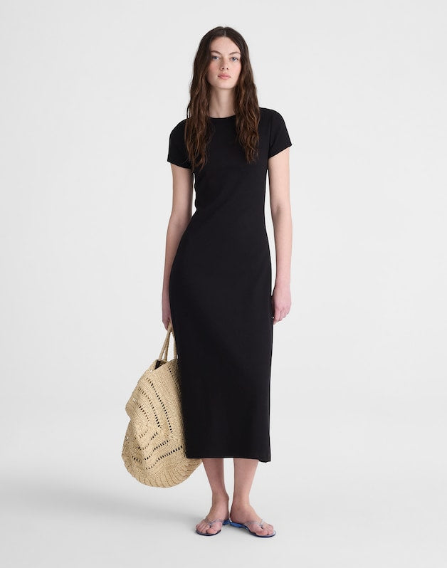 The '90s Crewneck Maxi T-Shirt Dress JET BLACK