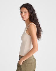 Floral-Lace V-Neck Tank VINTAGE IVORY