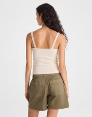 Floral-Lace V-Neck Tank VINTAGE IVORY