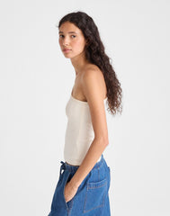 The '90s One-Shoulder Tank in Compact Cotton VINTAGE IVORY