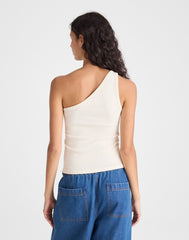 The '90s One-Shoulder Tank in Compact Cotton VINTAGE IVORY