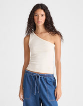 The '90s One-Shoulder Tank in Compact Cotton VINTAGE IVORY