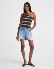 Madewell x Shopbop '90s One-Shoulder Tank in Compact Cotton DARK BROWN