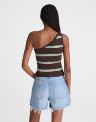 Madewell x Shopbop '90s One-Shoulder Tank in Compact Cotton DARK BROWN