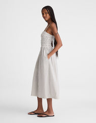 The Peyton Midi Dress BLACK VINTAGE IVORY YARNDYE