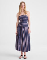Strapless Ruched Midi Dress CLASSIC INDIGO