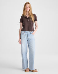 Shrunken Polo in Cotton Pique DARK BROWN