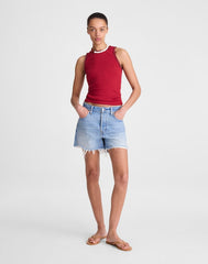 Lace-Trim Ribbed Tank RED CURRANT