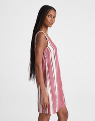Scoopneck Mini Shift Dress in 100% Linen RED CURRANT