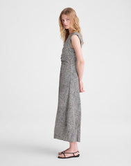 Ruched Flutter-Sleeve Midi Dress JET BLACK