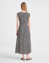Ruched Flutter-Sleeve Midi Dress JET BLACK