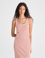 Scoopneck Tank Maxi Dress RED STRIPE JACQUARD