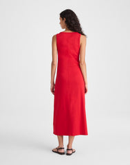 Scoopneck Tank Maxi Dress in Compact Cotton VARSITY RED
