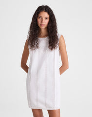 Embroidered Lace-Insert Mini Dress WHITE