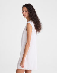 Embroidered Lace-Insert Mini Dress WHITE
