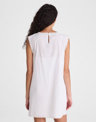 Embroidered Lace-Insert Mini Dress WHITE