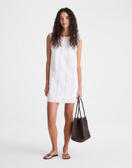 Embroidered Lace-Insert Mini Dress WHITE