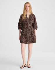 Splitneck Mini Dress DARK BROWN