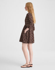 Splitneck Mini Dress DARK BROWN