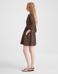 Splitneck Mini Dress DARK BROWN