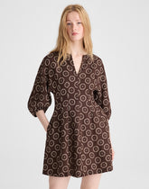 Splitneck Mini Dress DARK BROWN