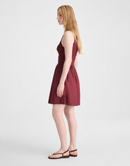 Smocked High-Neck Mini Dress DUSTY MERLOT