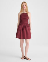 Smocked High-Neck Mini Dress DUSTY MERLOT