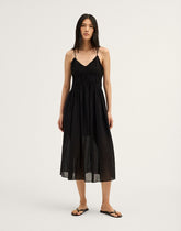 Ruched V-Neck Sleeveless Maxi Dress JET BLACK