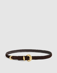 Domed-Buckle Belt in Woven Suede DARK CAROB