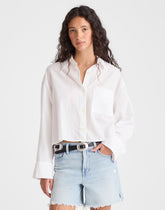 Straight-Hem Button-Up Shirt WHITE