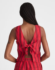 Tie-Back Shell Top in 100% Linen ENAMEL RED