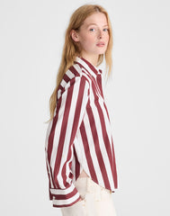 The Signature Y-Neck Shirt in Poplin DUSTY MERLOT