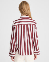 The Signature Y-Neck Shirt in Poplin DUSTY MERLOT