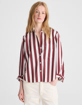 The Signature Y-Neck Shirt in Poplin DUSTY MERLOT