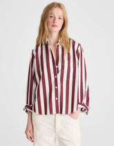 The Signature Y-Neck Shirt in Poplin DUSTY MERLOT