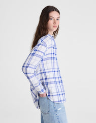 The Easy Shirt in 100% Linen OVERSIZED BLUE WHITE PLAID