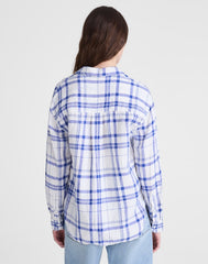 The Easy Shirt in 100% Linen OVERSIZED BLUE WHITE PLAID