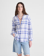 The Easy Shirt in 100% Linen OVERSIZED BLUE WHITE PLAID
