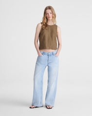 Tie-Back Shell Top in 100% Linen SAFARI KHAKI