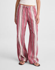 Pull-On Pants in Linen-Cotton Blend RED CURRANT