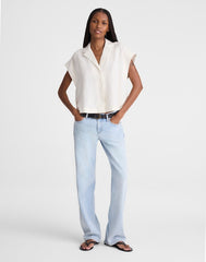 Notch-Collar Shirt in 100% Linen IVORY LINEN