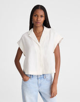Notch-Collar Shirt in 100% Linen IVORY LINEN