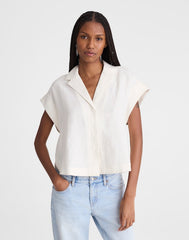 Notch-Collar Shirt in 100% Linen IVORY LINEN